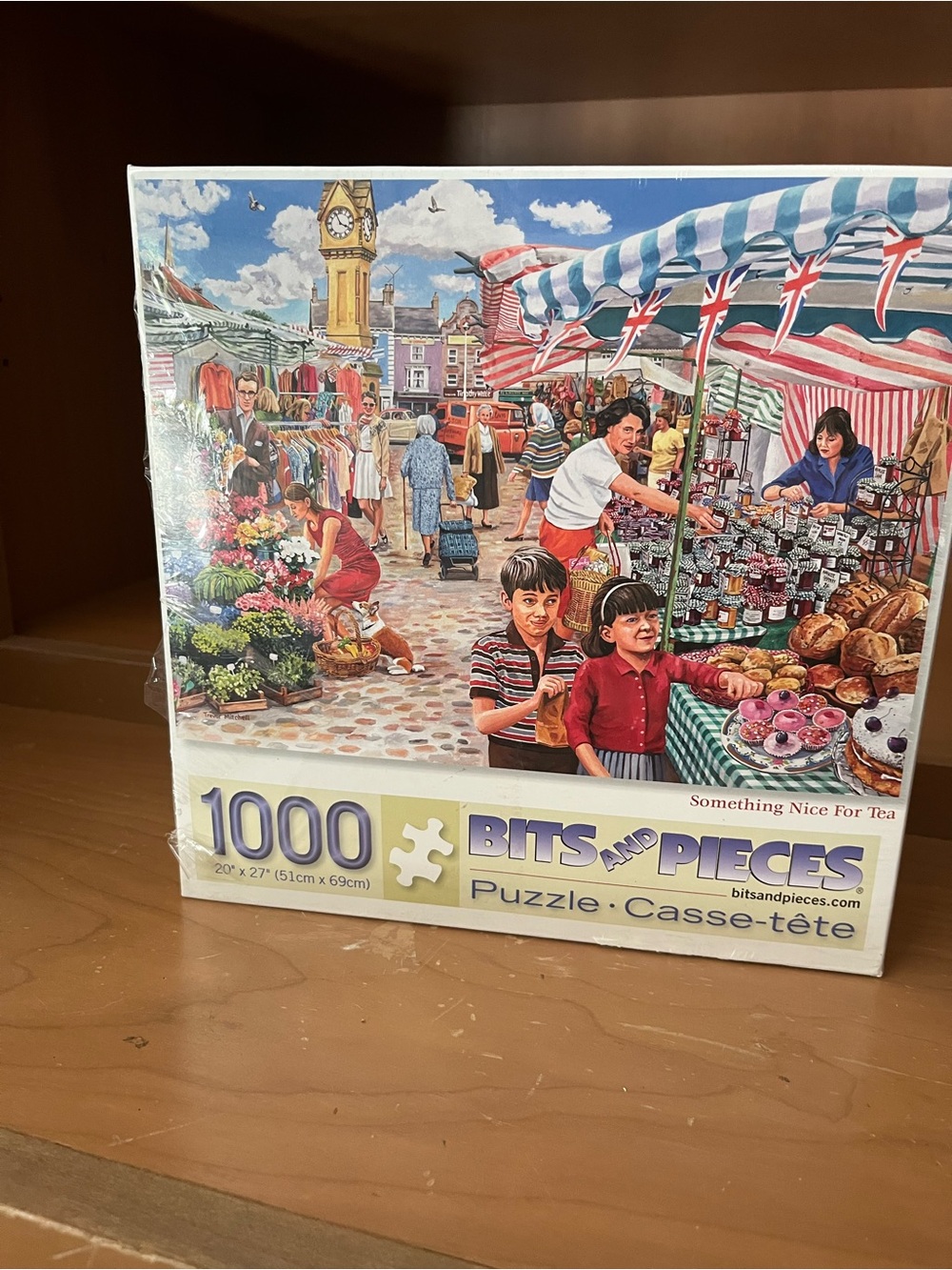 Buffalo David Bitton Market Scene Puzzle - Red, Blue, Green, White, Tan